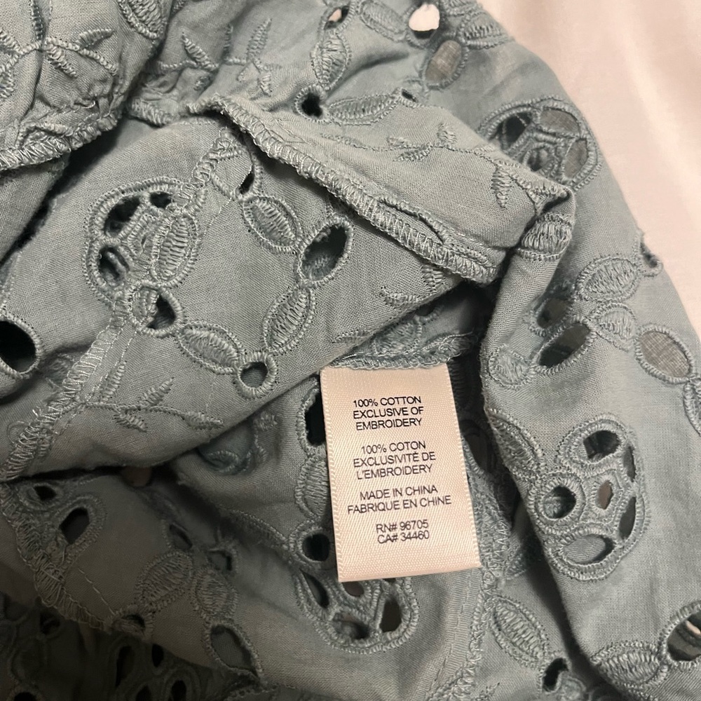 Rebecca Taylor Sage Green Eyelet Sleeveless Tie-Waist Top - Picture 2 of 4